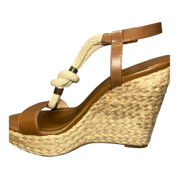 Michael Kors Holly Sandals Women's Size 6M Brown Rope Trim Wedge Heel - Picture 11 of 15
